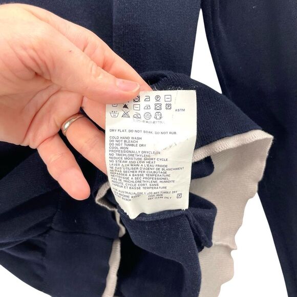 Jill Sander cotton contrast trim Sweater Size 44 navy blue made in Italy - Picture 9 of 10